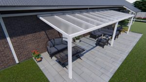 Benelux Veranda  9,80 mt x  2,50 mt – Cream – Opal Polycarbonate