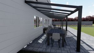 Benelux Veranda  10,40 mt x  2,60 mt – Zwart – Opal Polycarbonate