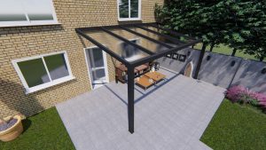 Benelux Veranda  4,10 mt x  2,50 mt – Zwart – Helder Polycarbonate - Image 3