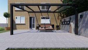 Benelux Veranda  4,10 mt x  4 mt – Zwart – Opal Polycarbonate