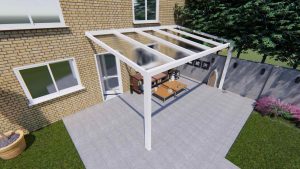 Benelux Veranda  4,10 mt x  2,50 mt – Cream – Helder Polycarbonate