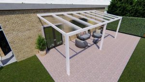 Benelux Veranda  6,20 mt x  2,50 mt – Cream – Helder Polycarbonate