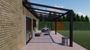 Benelux Veranda  7,30 mt x  2,70 mt – Zwart – Opal Polycarbonate - Image 2