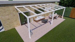 Benelux Veranda  7,30 mt x  2,50 mt – Cream – Helder Polycarbonate