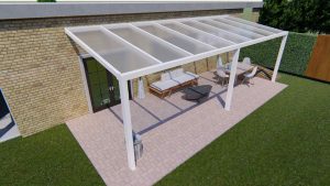 Benelux Veranda  8,06 mt x 3,00 mt – Cream – Opal Polycarbonate