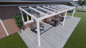 Benelux Veranda  8,60 mt x  2,50 mt – Cream – Helder Polycarbonate