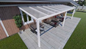 Benelux Veranda  8,60 mt x  2,50 mt – Cream – Opal Polycarbonate